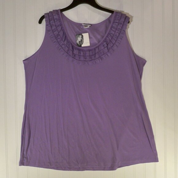 Jaclyn Smith, Purple Ruffle collar Top, 2X - Picture 2 of 5